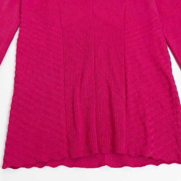Judith & Charles Silk Blend Sweater V-Neck Long Sleeve Fuchsia Hot Pink - Picture 7 of 12
